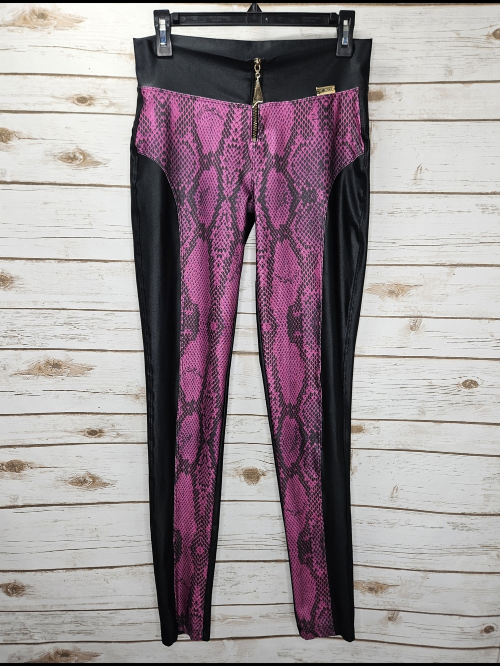 Pitpull Jeans Brasil Black with Pink Animal Print Size Medium